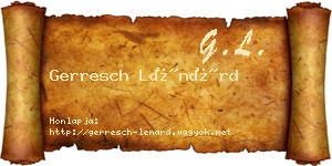 Gerresch Lénárd névjegykártya